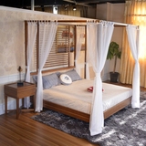 东南亚风格胡桃木家具卧室架子床柱子床新中式实木槟榔色CH205-8