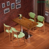 定制美式简约实木咖啡厅餐桌椅子 休闲西餐厅奶茶甜品店桌椅组合