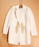 出口原单欧洲宫廷刺绣廓型茧型宽松一粒扣女式西装春季外套有大码