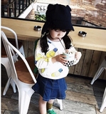 韩国童装16春秋女童儿童韩版纯棉圆领T恤套头衫灯泡短款卫衣上衣