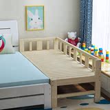 实木松木小床架拼接床单人儿童带护栏小孩床加宽加长边床个性定制