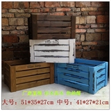 美式乡村实木收纳箱复古陈列装饰箱做旧木箱子原木储物箱展示木箱