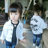 女童装秋装字母白色韩版休闲儿童牛仔外套女宝宝开衫1-2-3-4岁潮