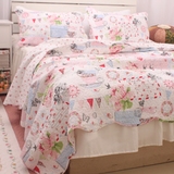 外贸原单高档床上用品韩式田园布艺绗缝床盖三件套空调被加厚床单