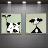 现代客厅沙发背景墙画纯手绘奶牛动物装饰画餐厅儿童房挂画电箱画