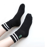 韩国二条杠袜子中筒纯棉棒球袜条纹情侣刺绣运动男女袜加厚毛巾袜