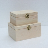 实木桌面化妆品收纳盒带锁创意首饰盒锁盒家居小木盒子松木木盒