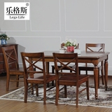 美式乡村餐桌椅实木欧式简约长方形原木饭桌6人餐台户型餐厅家具