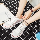 夏低帮白色帆布鞋女小白鞋子韩版休闲平底板鞋女学生透气网面单鞋