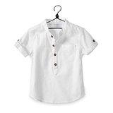 【天天特价】男童立领短袖衬衫 2016夏季款童装宝宝白色上衣纯棉