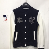 正品代购MLB女款棒球服经典款式黑白夹克外套短款棒球衫NY纽约