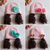 韩版儿童帽子1-2-4-8岁秋冬天蕾丝假发宝宝帽小女孩长假发女童帽