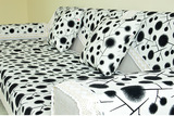 植绒提花尚素色黑白简约现代棉亚麻防滑布艺沙发坐垫沙发套定制