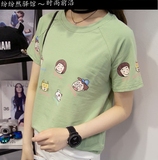 2016短袖女T恤夏季韩版新款加厚纯棉t桖韩国宽松学生印花半袖体恤
