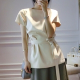 Ayuko studio 优雅气质系列多种穿法米色系带连衣裙女夏中长款