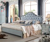 欧式双人床法式美式雕花床新古典实木床床皮的定制皮软靠床1米8床