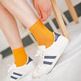 韩国袜子女 中筒袜潮流女袜 全棉竖条百搭款 10色入 彩色简约袜子