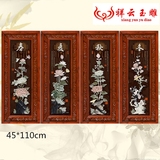 四条屏挂画天然玉石玉雕画现代中式装饰画浮雕画中国风家居画