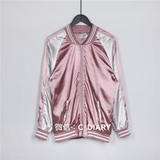 C.diary完全製作 粉色粉白丝绸夹克外套棒球服棒球衫/SLP