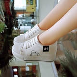 2016韩版夏季新款内增高10cm厚底帆布鞋 松糕学生低帮休闲女板鞋
