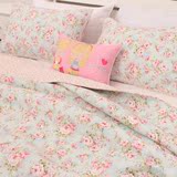 新款床上用品浪漫玫瑰全棉田园绗缝床盖三件四件套空调被加厚床单
