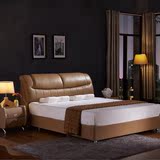 床 头层真皮床 小户型齐边床 1.5米/1.8米双人床现代简约皮床婚床