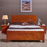 现代中式全橡木实木床1.2 1.5 1.8米童床 单人床双人高箱储物婚床
