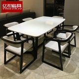 北欧实木餐桌椅组合 长方形大理石餐桌 小户型餐台饭桌 定制家具