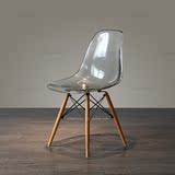 促销简约时尚欧式快餐桌椅后现代简约透明色木脚单人靠背餐椅