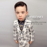 lavensey2016春夏儿童新款男童复古长袖格子西服休闲百搭外套上衣