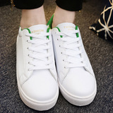 时尚韩版小白鞋潮女男装平底系带白色板鞋青少年运动休闲情侣单鞋