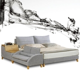 布艺床可拆洗双人床 小户型简约现代储物软体床1.8米北欧实木婚床