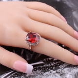 包邮高端红宝石水晶玫瑰金戒指食指气质饰品女礼物水晶戒指指环