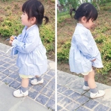 贝贝小铺春款童装女童韩国品牌小童中长款风衣外套宝宝纯棉0-3岁