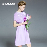 ZIMMUR2016夏装新款女圆领短袖宽松大码透气A字裙欧美时尚连衣裙