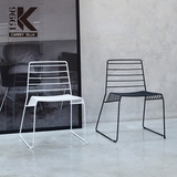 椅子简约现代铁线椅艺术餐椅户外休闲椅创意椅白色靠背重叠椅新款