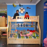 广州松木家具 双层床高低床 儿童子母床海盗床 实木衣柜书柜定做