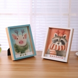 纯色原木相框创意儿童房桌上摆件带画框 学生情侣礼品7寸8寸9寸