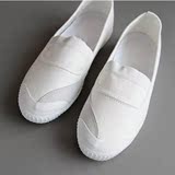韩国代购女鞋whisen春款圆头浅口低帮休闲帆布鞋单鞋一脚蹬小白鞋