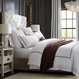 五星级酒店床品白色贡缎四件套六件套家纺床上用品纯色四件套1.8