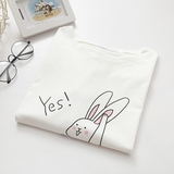 2016夏季新款日系可爱卡通兔子印花圆领T恤宽松学生打底衫短袖女