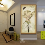 植物花卉高档大幅玄关竖版壁画客厅挂画美式进口简约装饰画木兰花