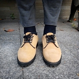 新款春夏固特异耐磨厚底工装鞋日本男士牛皮低帮潮鞋反绒休闲皮鞋