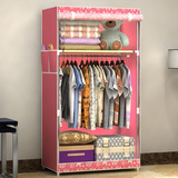 便携式家具简单衣柜布衣柜卡通金属自由组合简易家居单人布艺衣柜