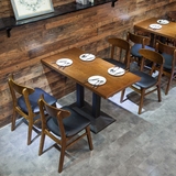 美式咖啡厅餐桌椅主题复古西餐厅桌椅简约现代实木水曲柳餐椅组合