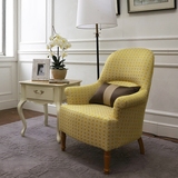 小美式实木黄色单人沙发椅子简约现代设计师卧室客厅家具北欧宜家
