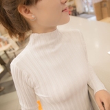 秋冬新款韩版短款半高领毛衣打底衫女长袖套头加厚纯色紧身针织衫