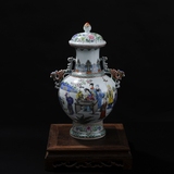 高档仿古手绘粉彩人物盖罐茶叶罐 景德镇花瓶陶瓷摆件 居家装饰品