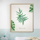 清新卧室装饰画植物树叶现代客厅沙发背景挂画绿色墙画壁画有框画