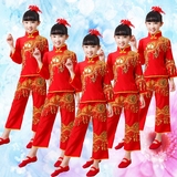 新款儿童六一演出服装女童喜庆民族舞秧歌舞表演服元旦幼儿舞蹈服